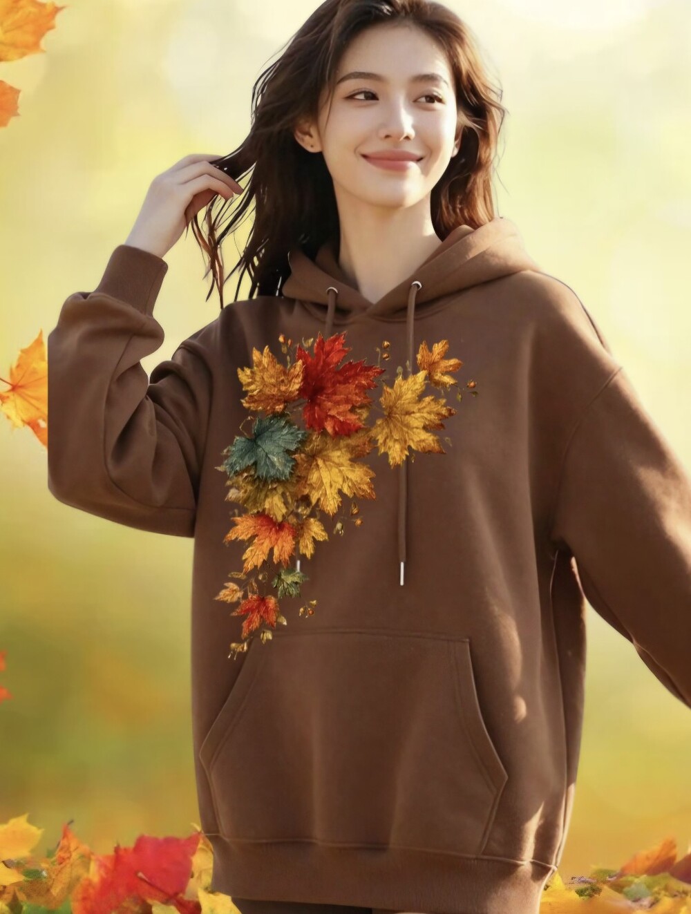 AD Golden Girl — Premium Autumn Fall Leaves Hoodie Sweatshirt (Limited Edition)
